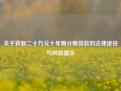 关于获取二十万元十年期分期贷款的法律途径与风险提示