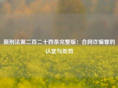 新刑法第二百二十四条完整版：合同诈骗罪的认定与处罚