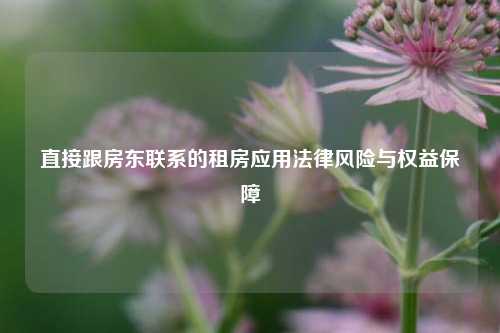 直接跟房东联系的租房应用法律风险与权益保障