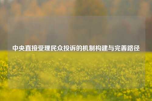 中央直接受理民众投诉的机制构建与完善路径